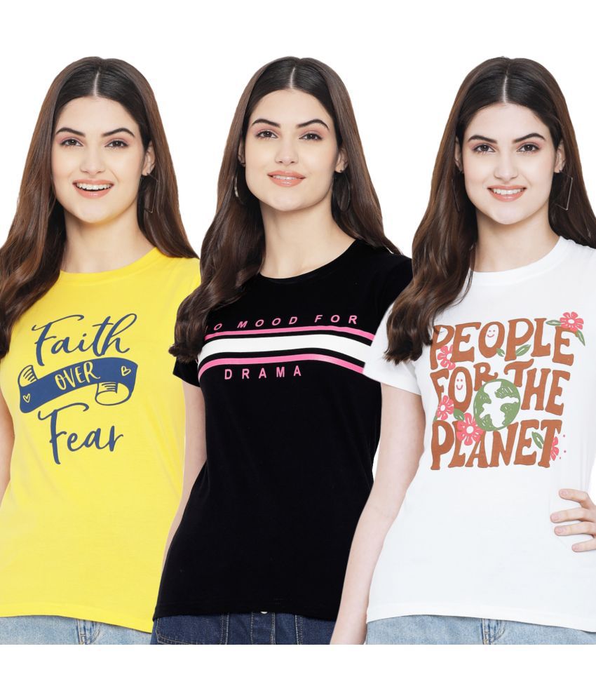     			Fabflee Cotton Lycra Multi Color T-Shirts - Single