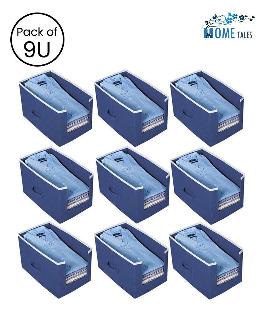     			HOMETALES Non-Woven Shirt Stacker & Cloth Organizer, Pack of 9 (Blue)
