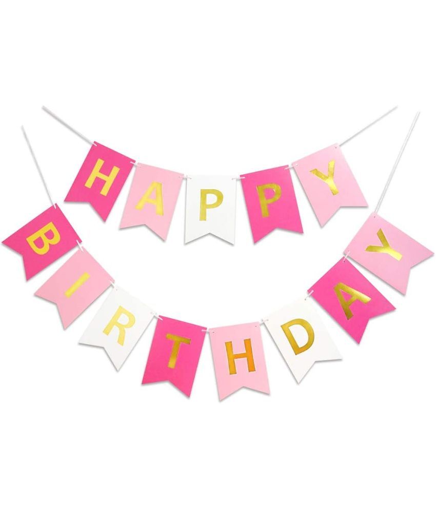     			Happy Birthday Banner (LightPink,White,DarkPink)