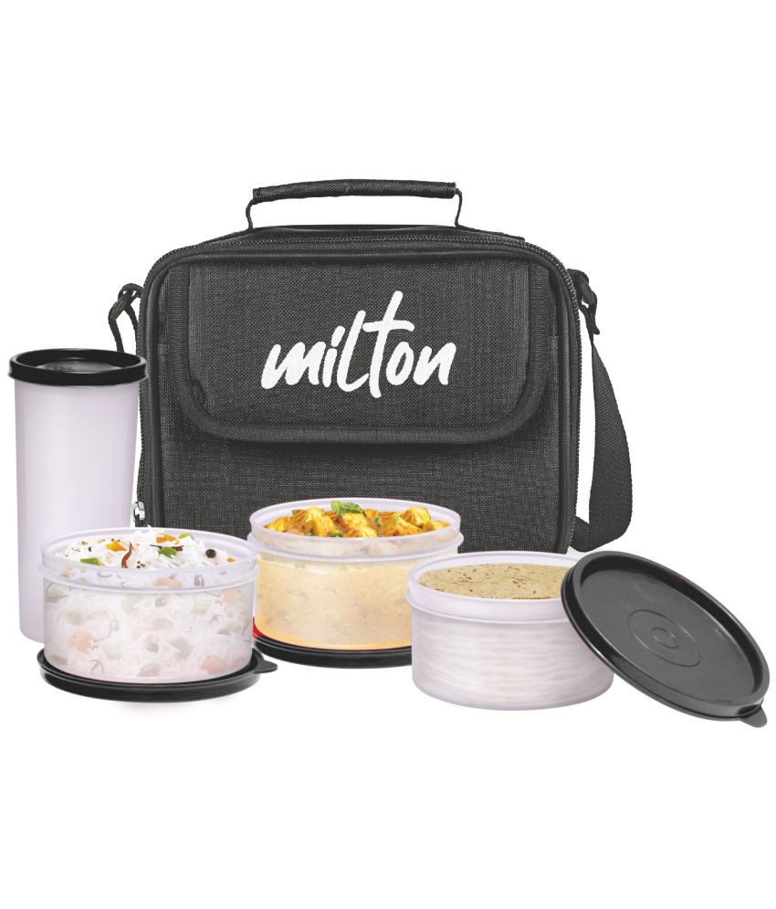 Milton New Meal Combi Lunch Box, 3 Containers and 1 Tumbler, Black