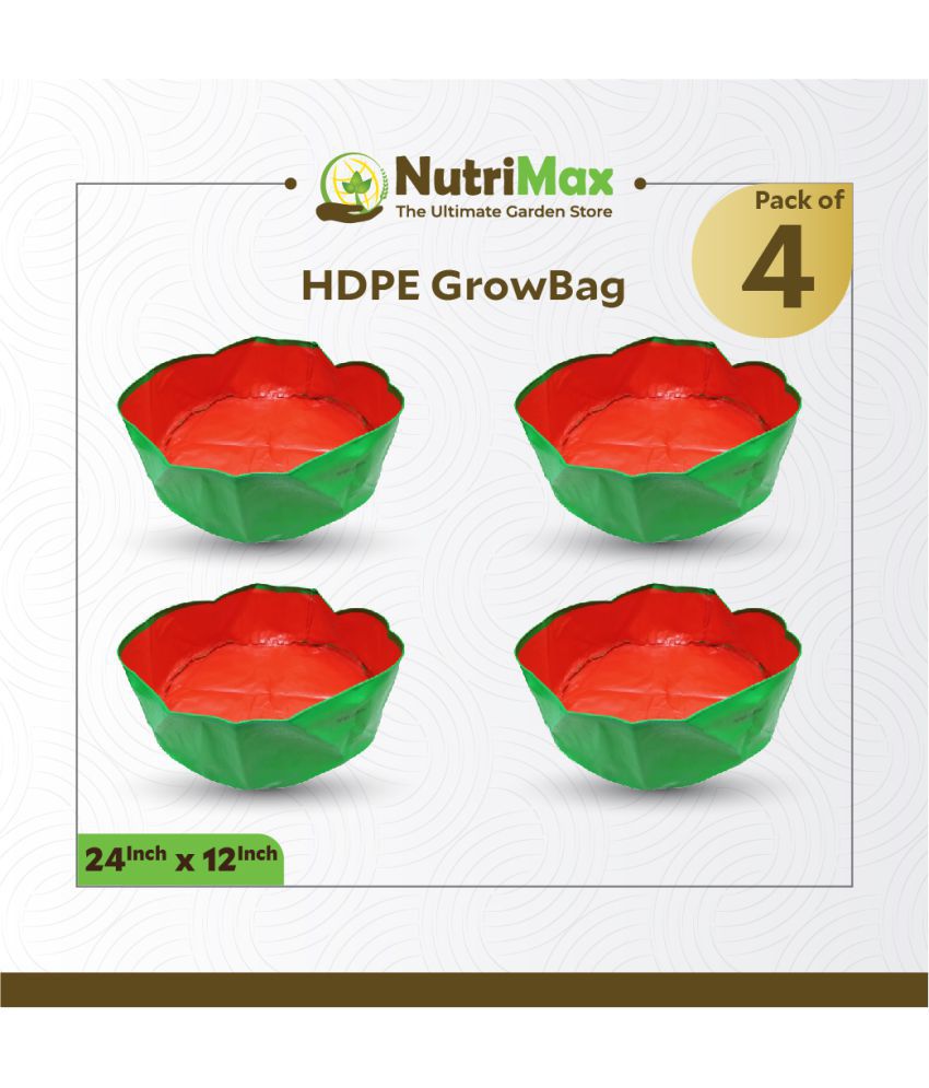     			Nutrimax HDPE 200 GSM Growbags 24 inch x 12 inch Pack of 4 Outdoor Plant Bag