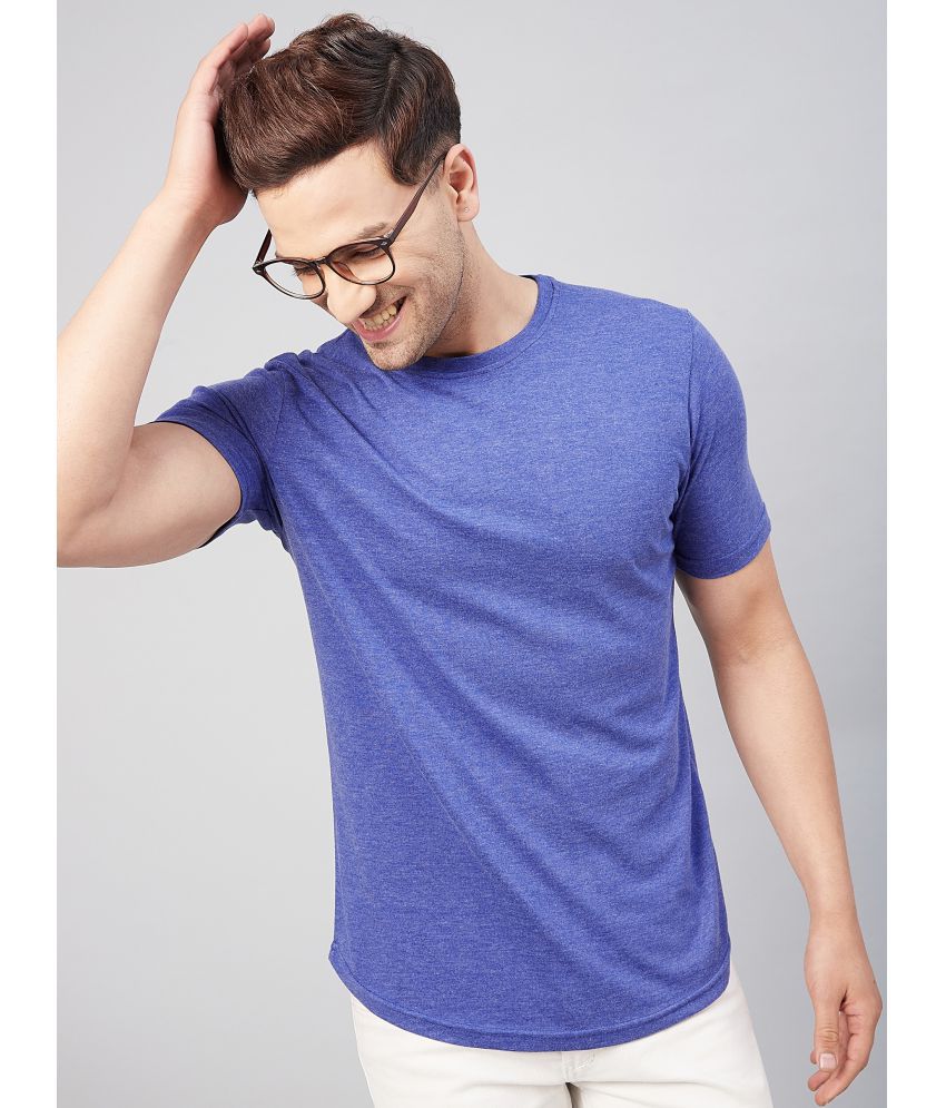     			Gritstones Cotton Blend Regular Fit Solid Round Half Sleeves Blue Men T-Shirt Single Pack