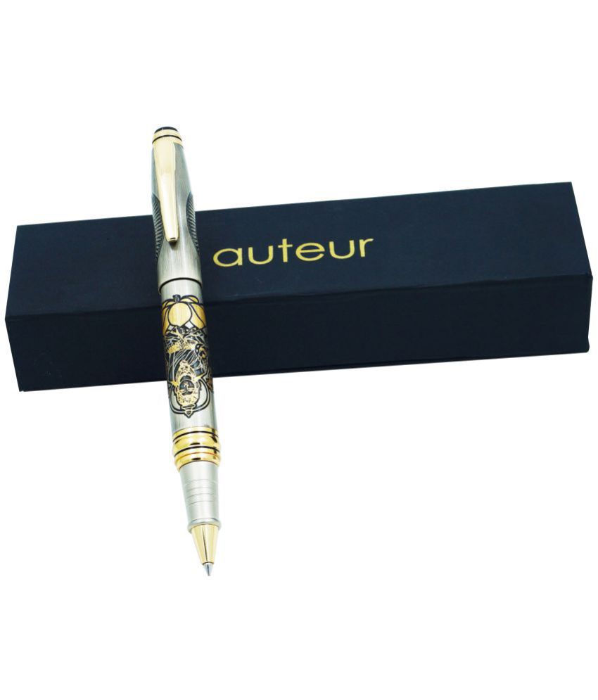     			auteur Divine Collection Golden Color Roller Ball Pen With Blessings Of Goddess Laxmi Beautifully Engraved On Brass Body , Dual Tone With German Blue Ink Refill , Stunning Best Pen Gift Set For Men & Women Professional Executive Office, Nice Pens .