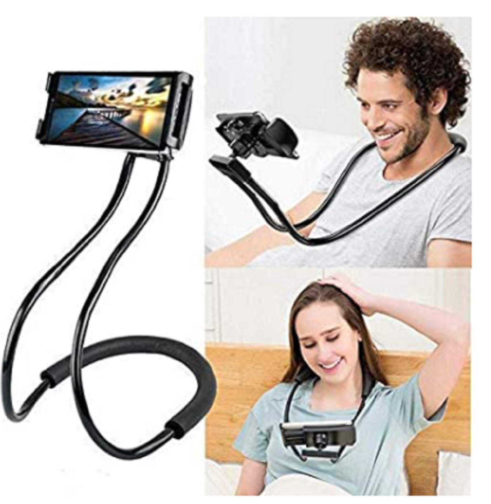 Stonx Flexible 360Â° Degree Rotation| Hanging Neck Lazy Mobile Phone/Tablet Holder for 4-6 inches/for/Flexible Duel Clip/Android and iOS Phones
