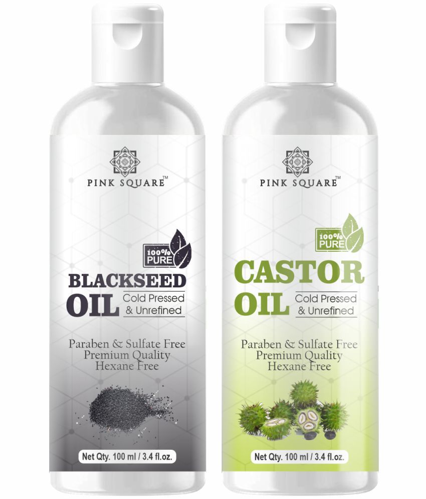     			pink square 100% Cold Pressed Blackseed Oil and Castor Oil 200 mL Pack of 2