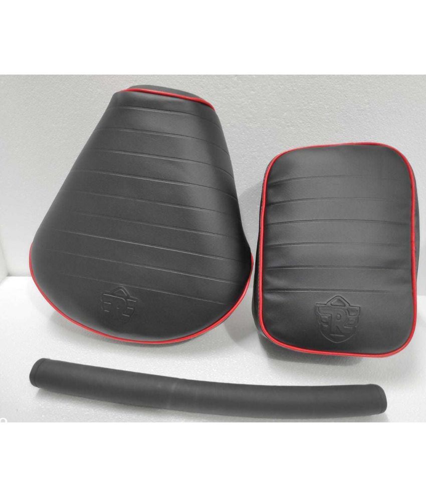     			KOHLI BULLET ACCESSORIES Classic Seat Cover Red Lining Black With Backrest Foam Black For Royal Enfield Classic 350cc 500cc