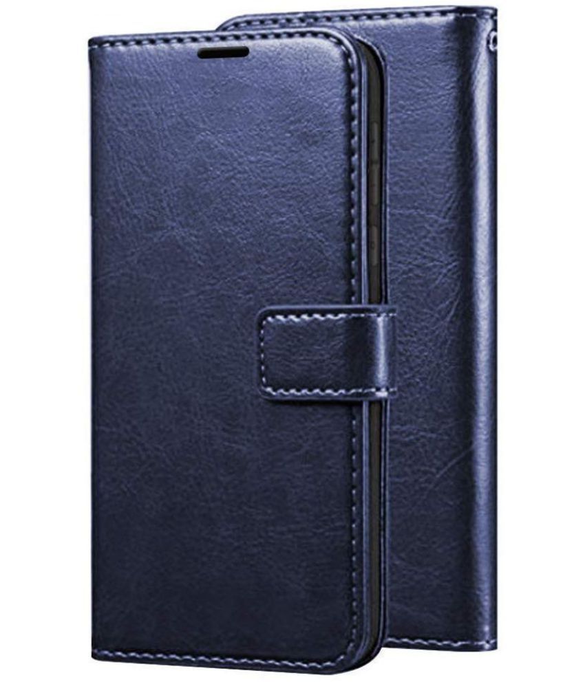     			KOVADO Blue Flip Cover For Tecno Spark Go 2021 Leather Stand Case
