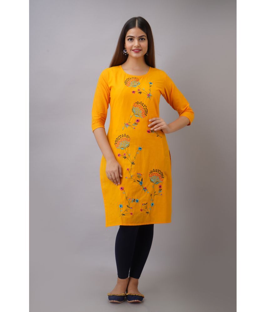     			Radiksa - Yellow Cotton Women's Straight Kurti ( Pack of 1 )