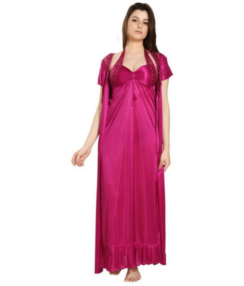     			Romaisa Satin Nighty & Night Gowns - Purple Single