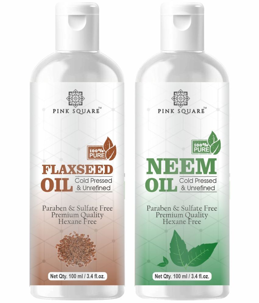     			pink square 100% Cold Pressed Flaxseed Oil and Neem Oil 200 mL Pack of 2