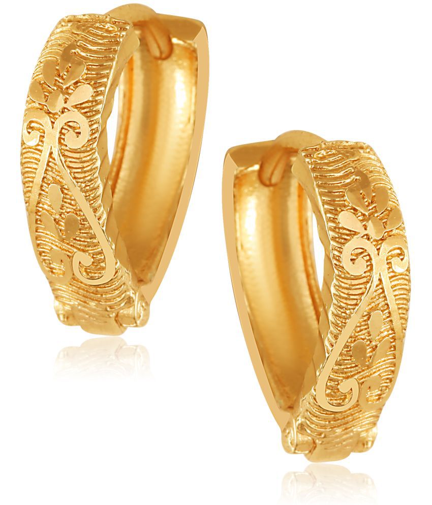     			Vighnaharta Filigree work Gold Plated alloy Hoop Earring Clip on fancy drop Bali Earring for Women and Girls  [VFJ1580ERG]