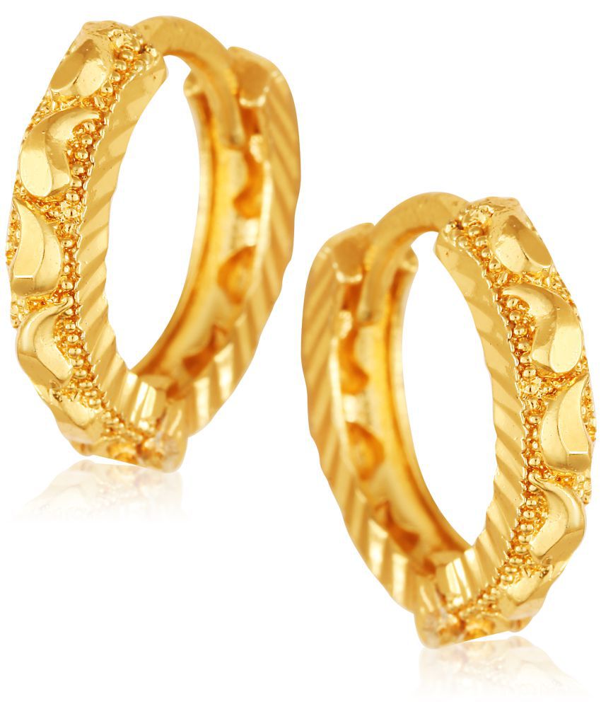     			Vighnaharta Filigree work Gold Plated alloy Hoop Earring Clip on fancy drop Bali Earring for Women and Girls  [VFJ1581ERG]