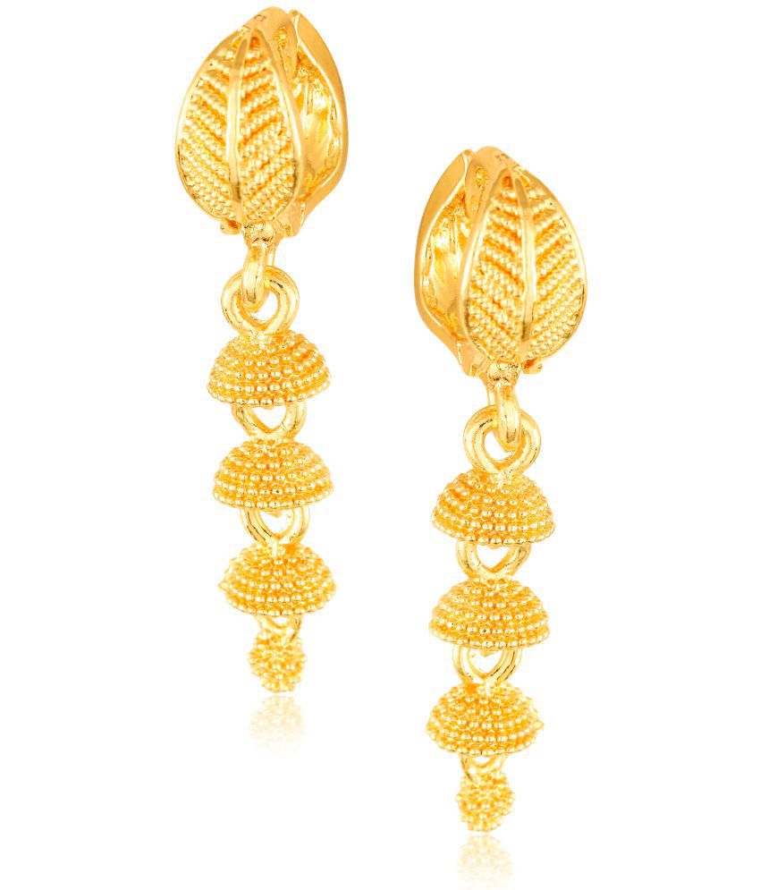     			Vighnaharta Filigree work Gold Plated alloy Hoop Earring Clip on fancy drop Bali Earring for Women and Girls  [VFJ1603ERG]