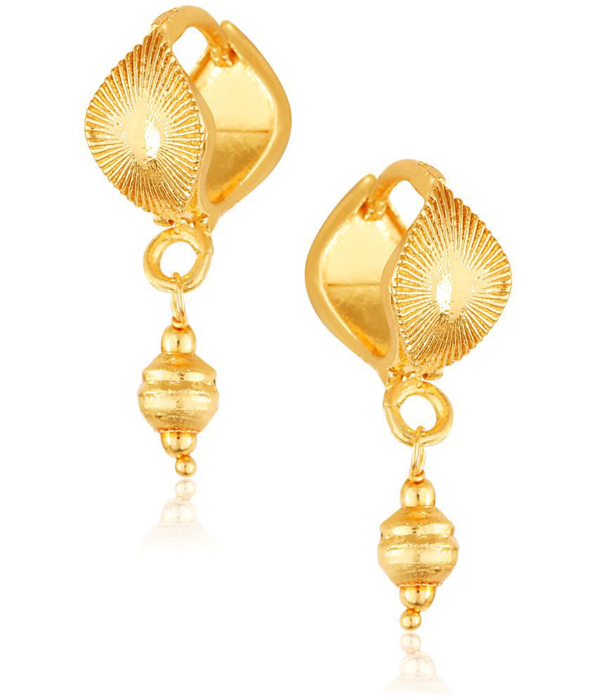     			Vighnaharta Filigree work Gold Plated alloy Hoop Earring Clip on fancy drop Bali Earring for Women and Girls  [VFJ1582ERG]