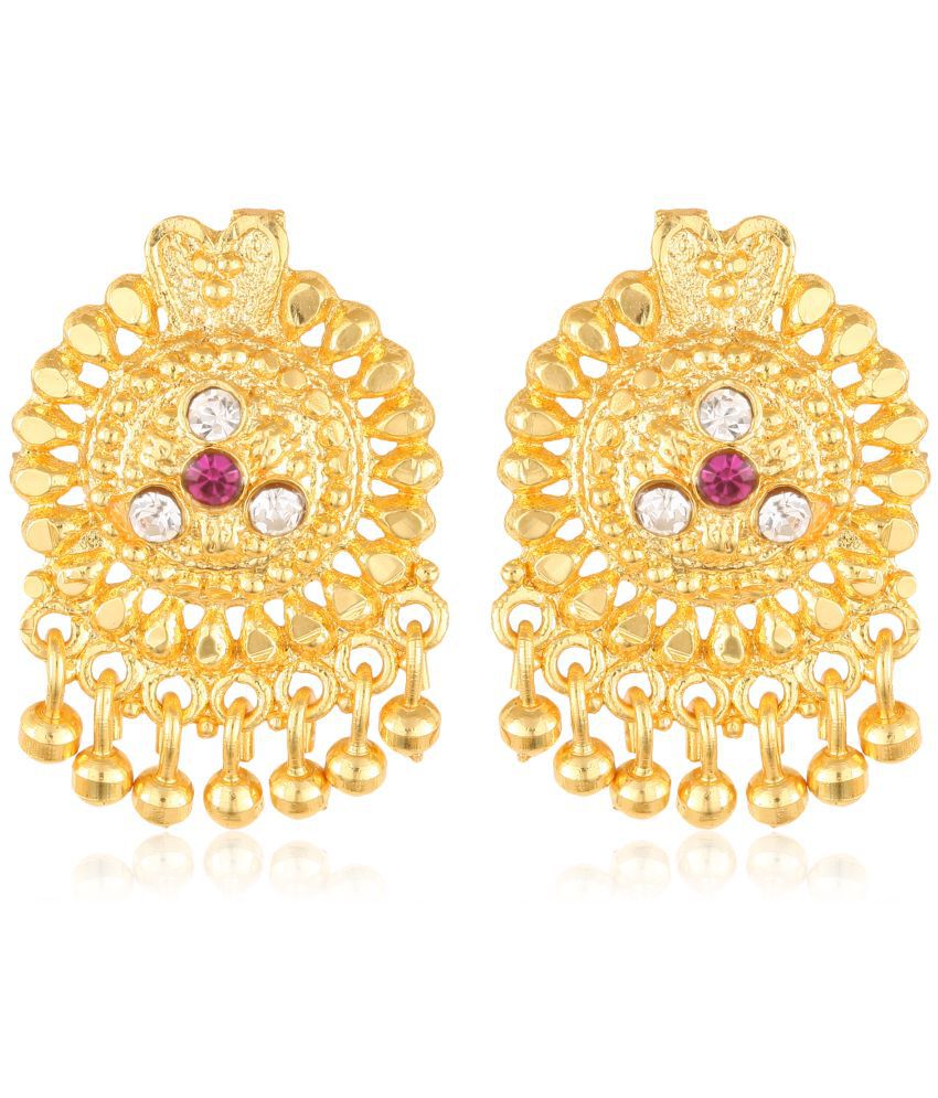     			Vighnaharta Trendy Glittering Gold Plated Screw back alloy dangler studs Earring for Women and Girls   [VFJ1639ERG ]