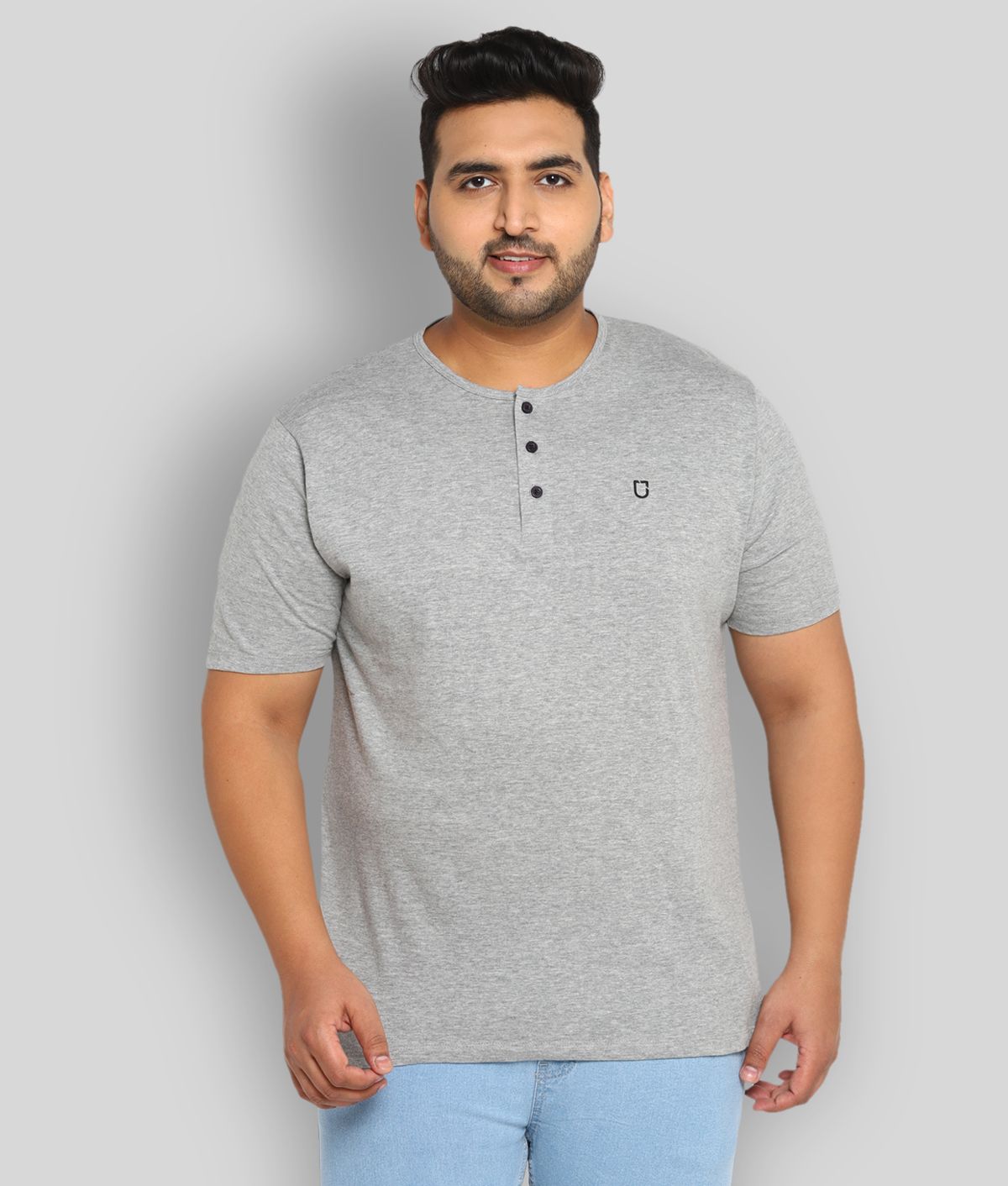     			Urbano Plus - Grey Cotton Regular Fit Men's T-Shirt ( Pack of 1 )