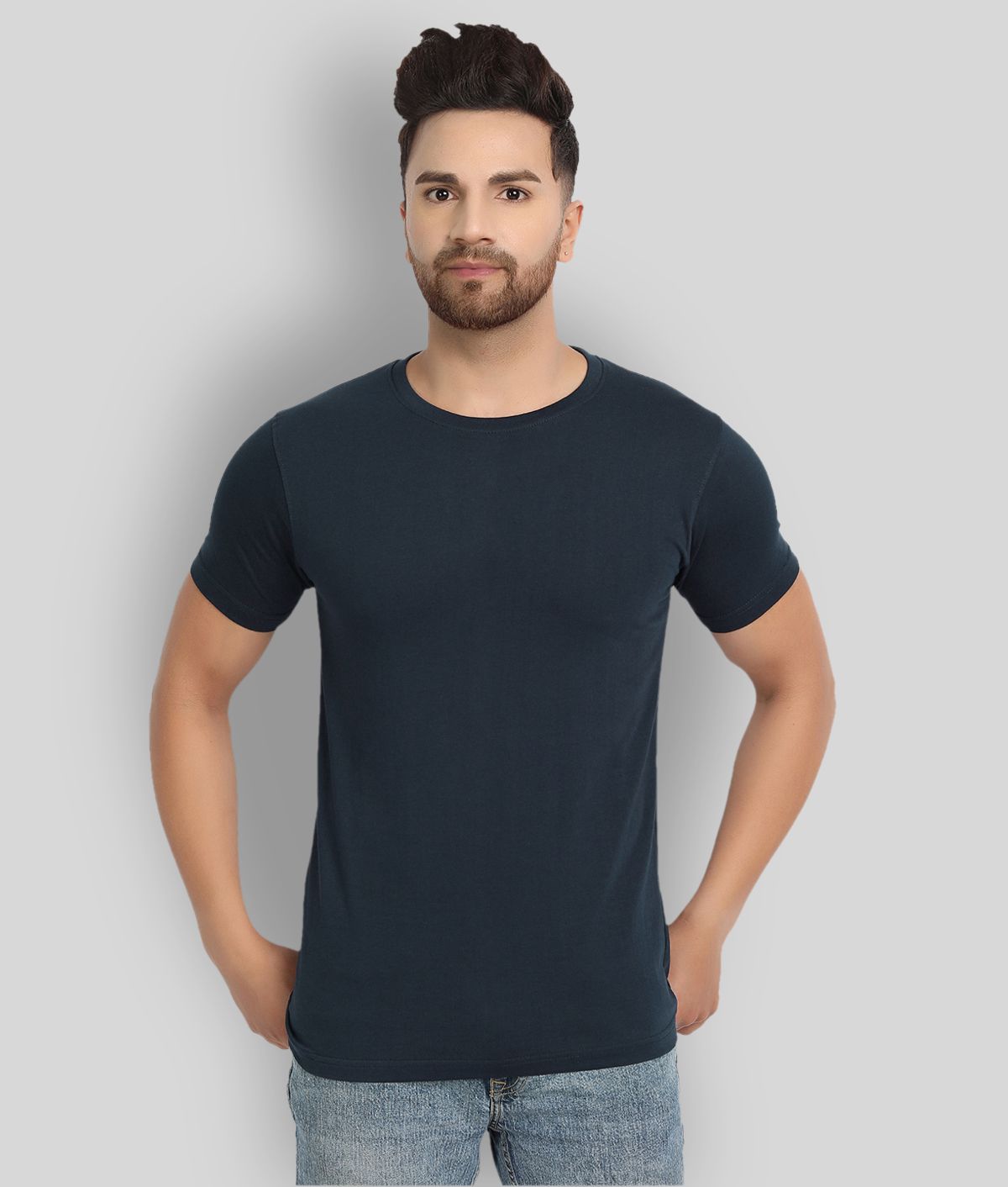     			ESPARTO - Navy Blue Cotton Regular Fit Men's T-Shirt ( Pack of 1 )