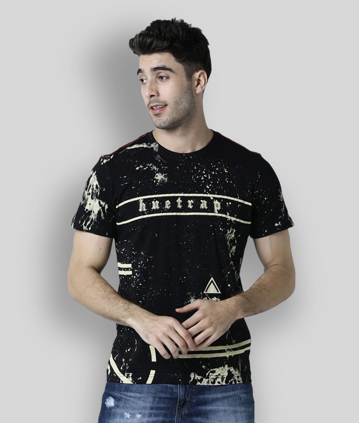     			Huetrap - Black Cotton Regular Fit Men's T-Shirt ( Pack of 1 )