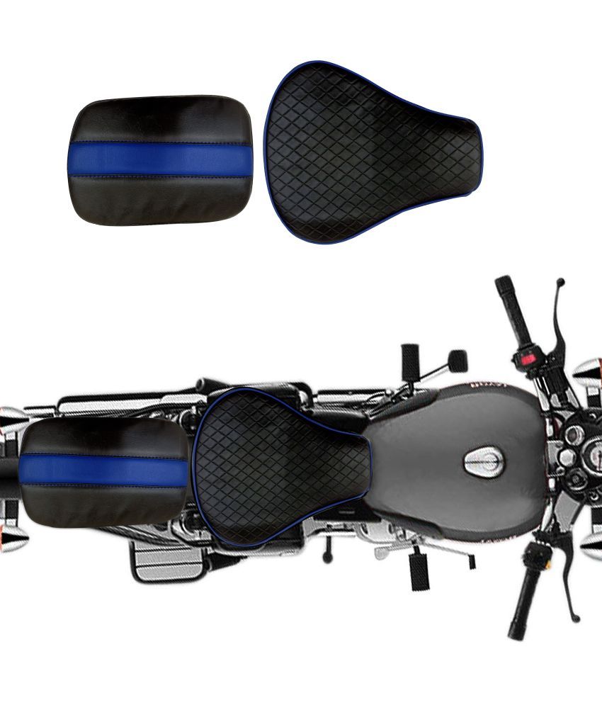     			KOHLI BULLET ACCESSORIES Seat Cover Diamond Style Black & Blue With Extra Foaming For Royal Enfield Classic , Classic 350/500CC