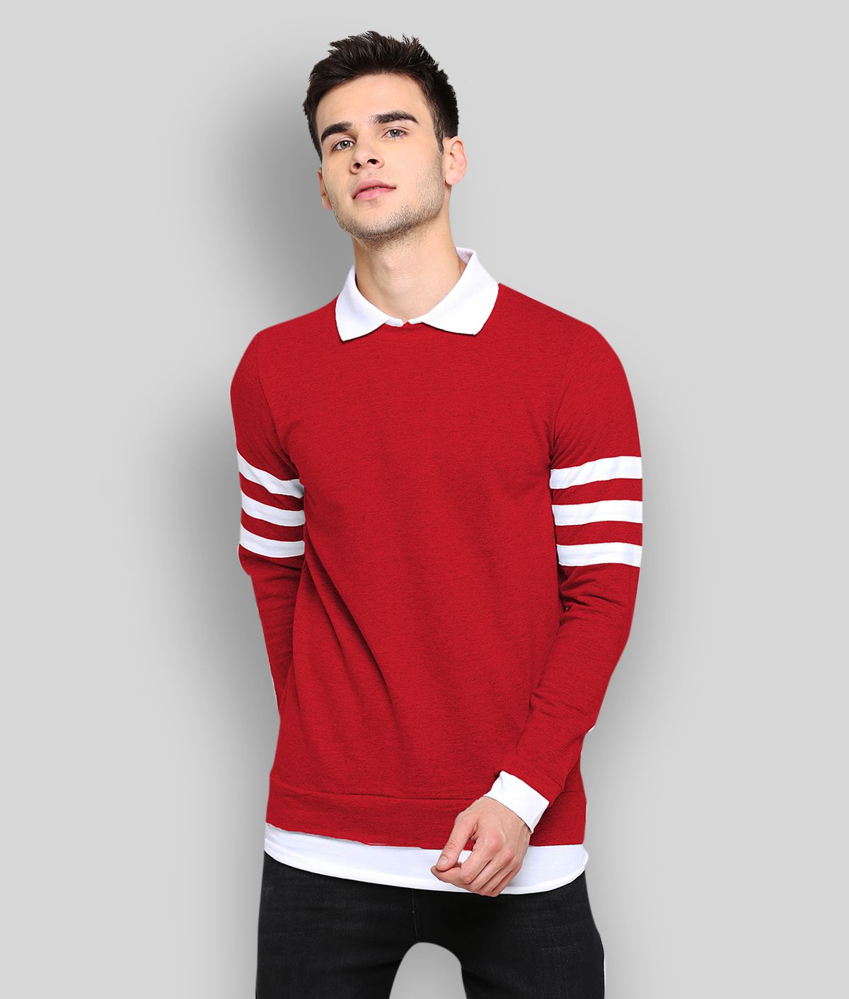     			LEWEL - Red Cotton Slim Fit Men's T-Shirt ( Pack of 1 )