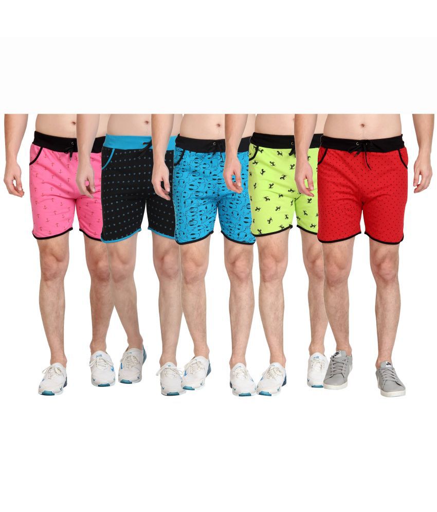     			Diaz 100 Percent Cotton Printed Multi Men's Shorts Pack of 5