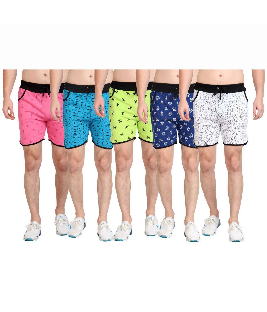     			Diaz 100 Percent Cotton Printed Multi Men's Shorts Pack of 5