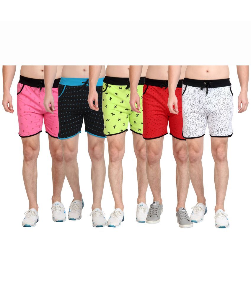     			Diaz 100 Percent Cotton Printed Multi Men's Shorts Pack of 5