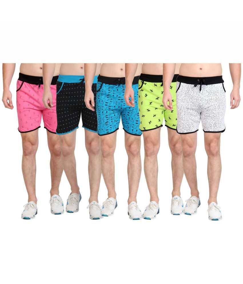     			Diaz 100 Percent Cotton Printed Multi Men's Shorts Pack of 5