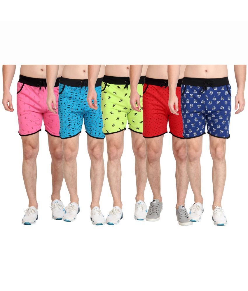     			Diaz 100 Percent Cotton Printed Multi Men's Shorts Pack of 5