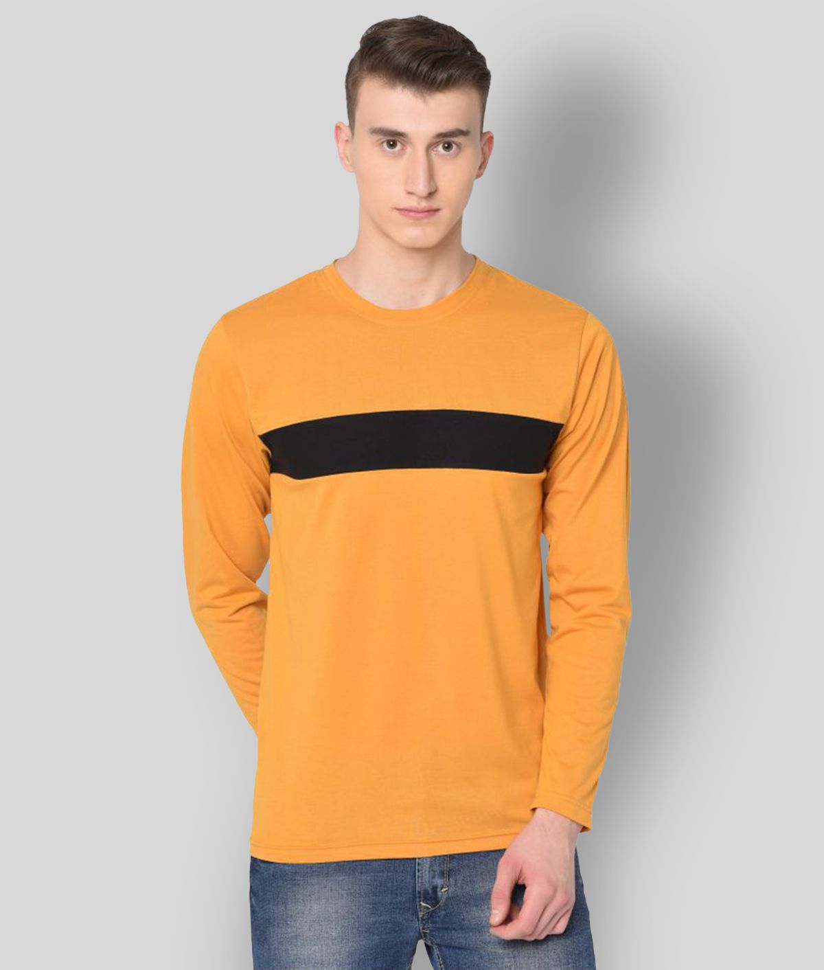     			Glito - Yellow Cotton Blend Regular Fit Men's T-Shirt ( Pack of 1 )