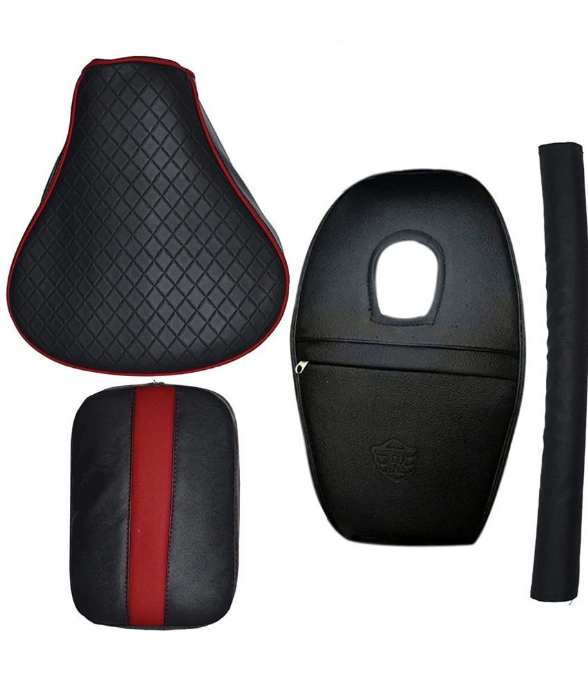     			KOHLI BULLET ACCESSORIES Diamond Cut Design Seat Cover with Tank Cover + Back Rest Foam Combo Set for Royal Enfield Classic 350/500cc (Red with Black)