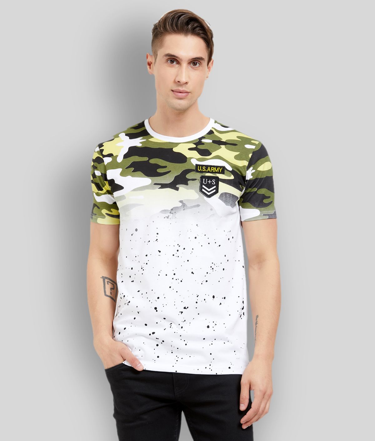 White Cotton Regular Fit Men's T-Shirt 