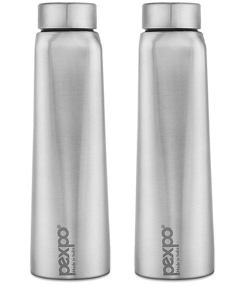     			PEXPO 1000 ml Stainless Steel Fridge Water Bottle (Set of 2, Silver, Vertigo)