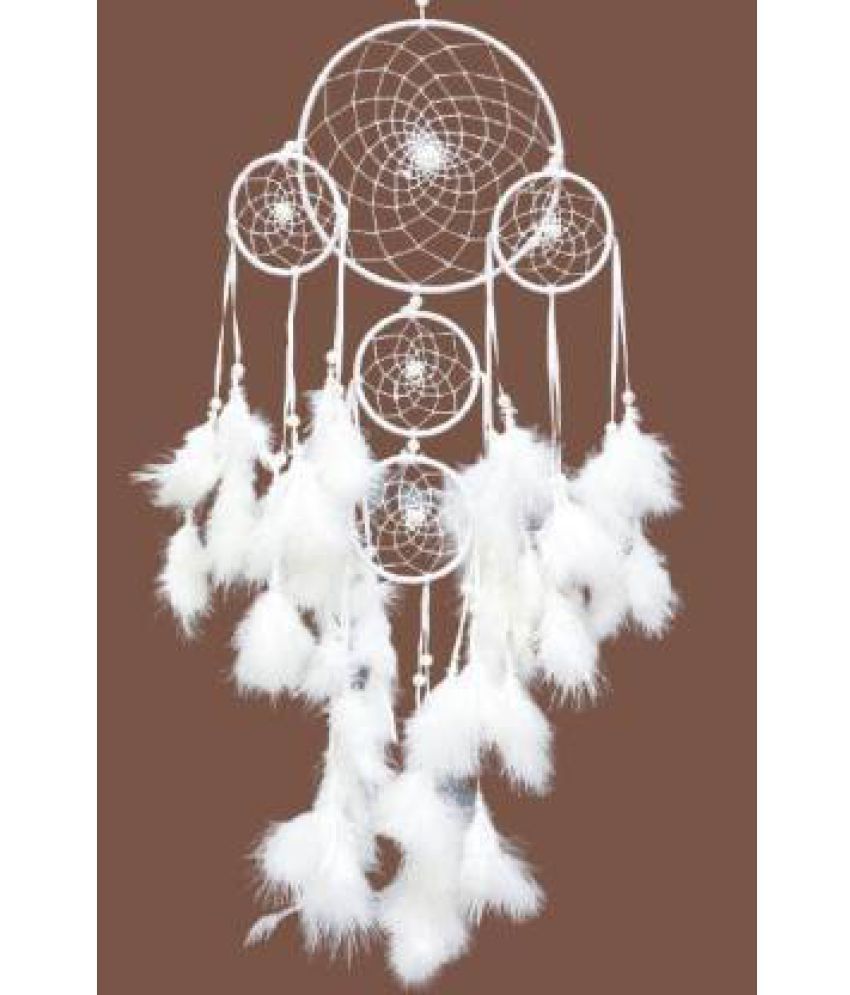     			new lucky Feather White Dream Catcher - Pack of 1 ( X cms )