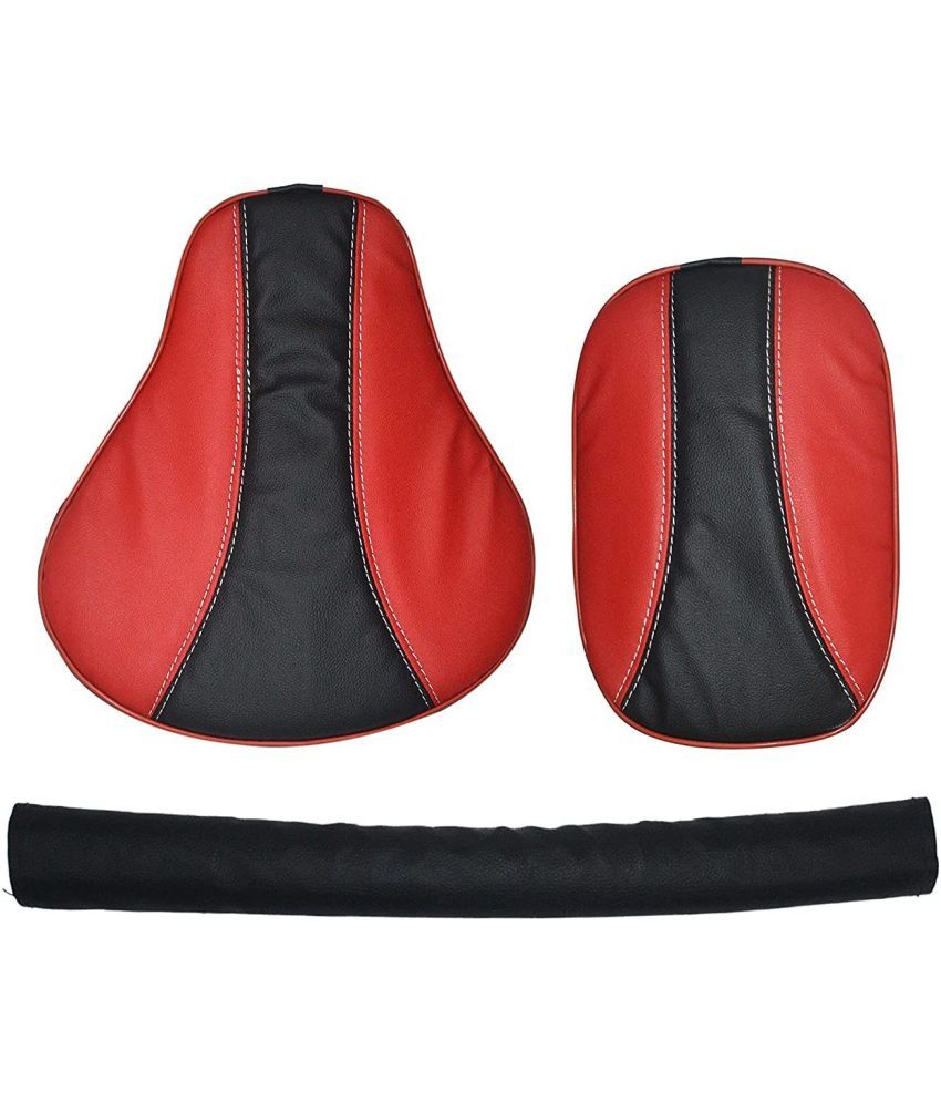     			KOHLI BULLET ACCESSORIES Stylish Design Seat Cover with Back Rest Foam Combo Set for Royal Enfield Classic 350/500cc (Red with Black)