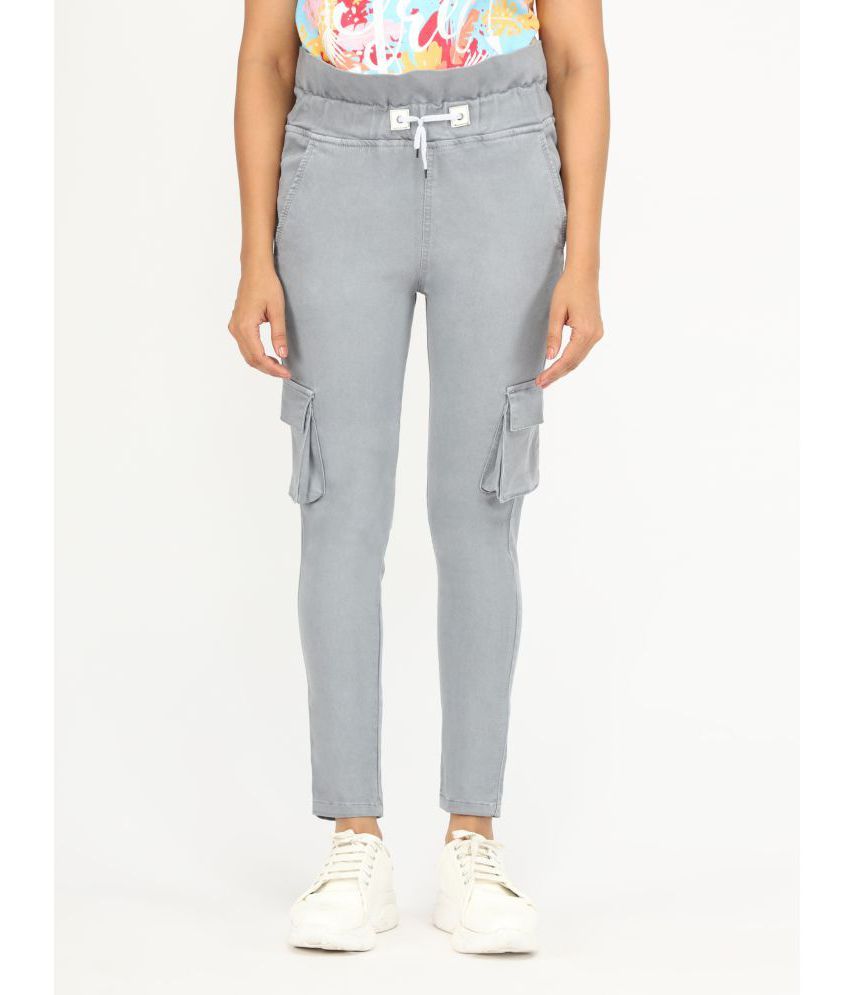     			AngelFab - Grey Denim Regular Women's Cargo Pants ( Pack of 1 )