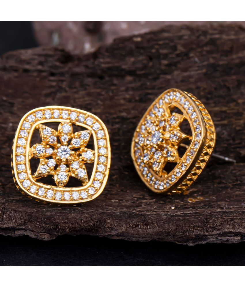     			Sukkhi Square Floral Gold Plated Stud Earring For Women