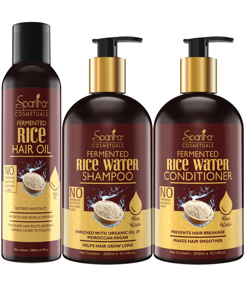 Spantra Rice Water Shampoo, Conditioner 300ml & Rice water Hair Oil 200