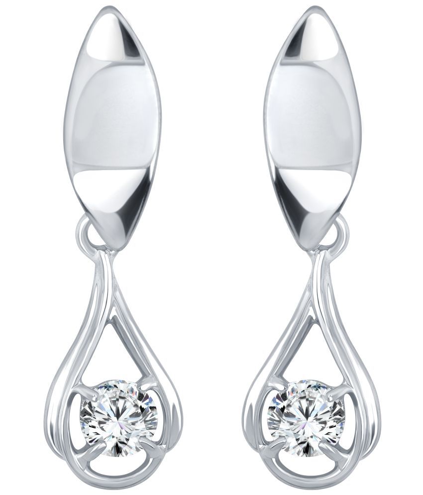     			Vighnaharta Lily Flower Solitaire CZ Rhodium Plated earring for Girls