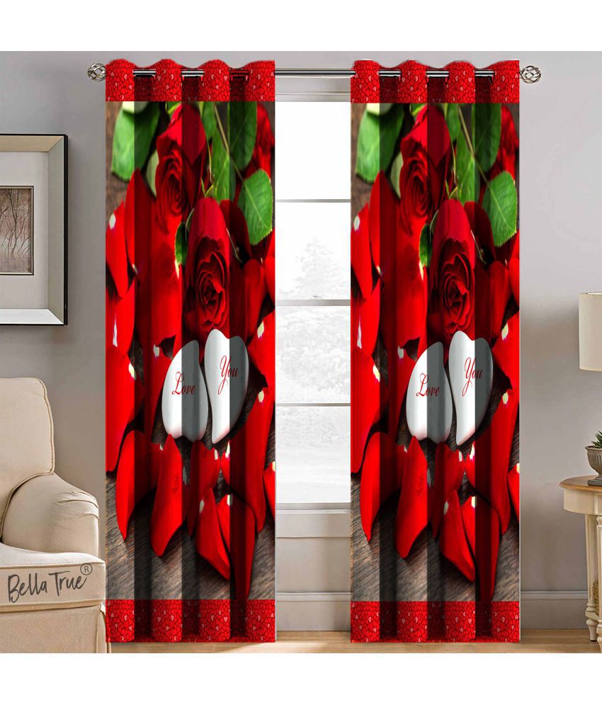     			HOMETALES - Set of 2 Window Semi-Transparent Eyelet Polyester Multi Color Curtains ( 152 x 113 cm )