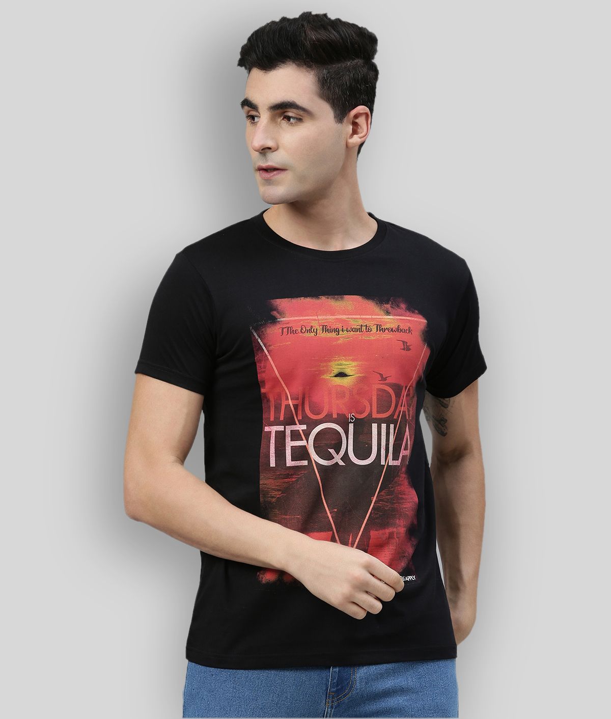     			Conditions Apply - Black Cotton Regular Fit Men's T-Shirt ( Pack of 1 )