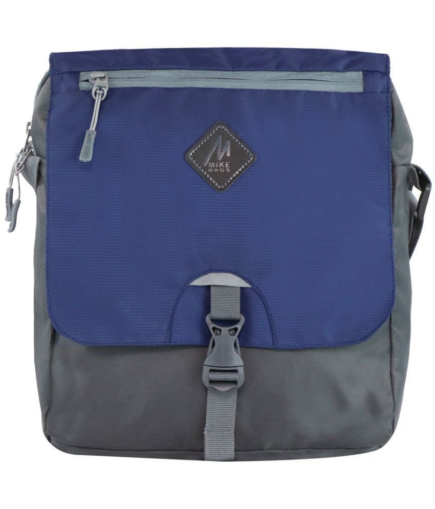     			MIKE Blue Polyester Casual Messenger Bag