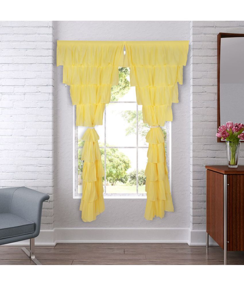     			NUEVOSGHAR Single Door Semi-Transparent Rod Pocket Cotton Yellow Curtains ( 213 x 106 cm )