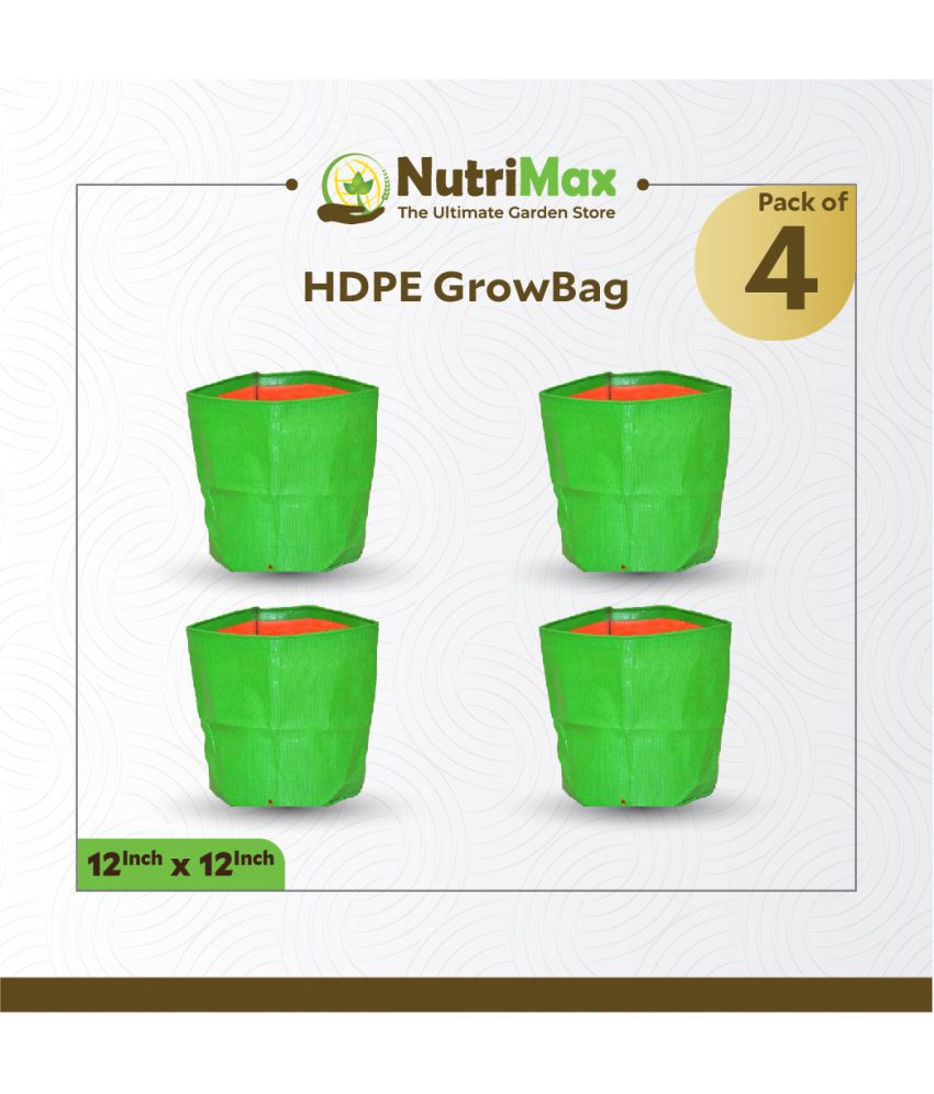     			Nutrimax HDPE 200 GSM 12 inch x 12 inch Pack of 4 Outdoor Plant Bag
