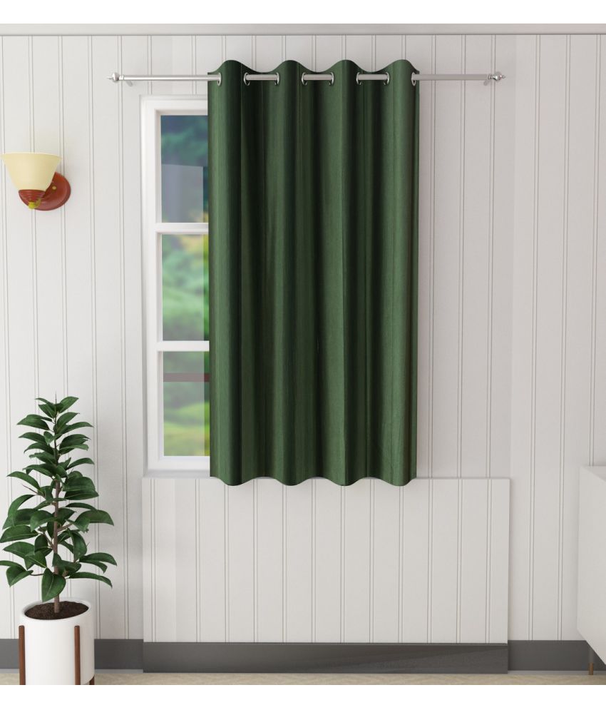     			Tanishka Fabs Solid Semi-Transparent Eyelet Door Curtain 7 ft Single -Green