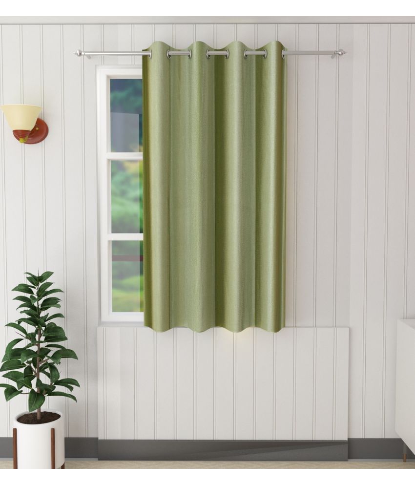     			Tanishka Fabs Solid Semi-Transparent Eyelet Door Curtain 7 ft Single -Light Green