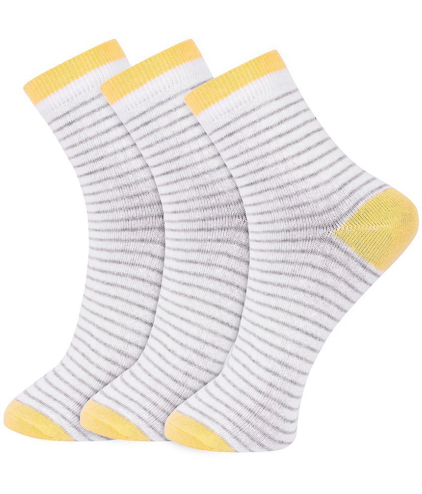 Williwr Women's Yellow Cotton Striped Combo Low Cut Socks ( Pack of 3 )