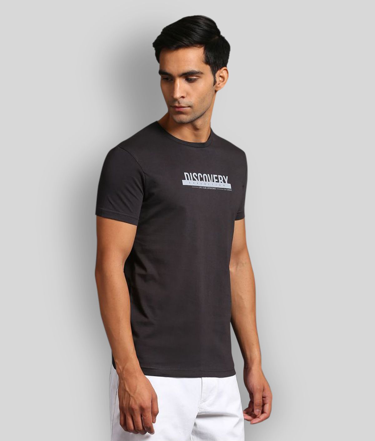     			David Crew - Grey Cotton Blend Regular Fit Men's T-Shirt ( Pack of 1 )