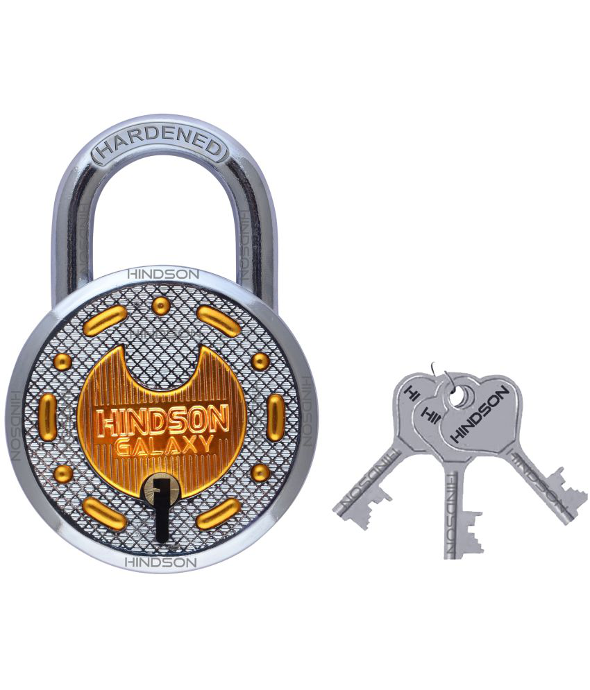     			Hindson-Tools Hardware Brass Galaxy 65 Padlock/door lock with 3 Keys ,Steel Double Locking 8 Lever Silver