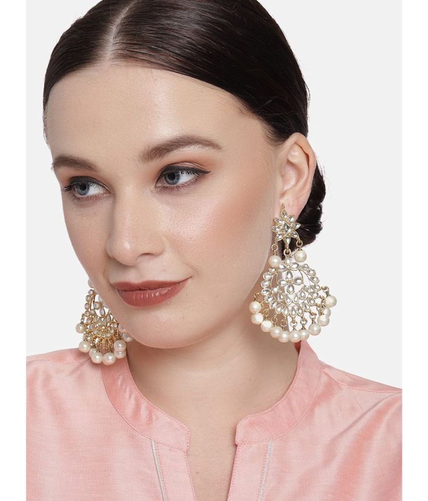     			I Jewels 18K Gold Plated Traditional Kundan Studded Chandbali Earrings For Women/Girls (E7058W)